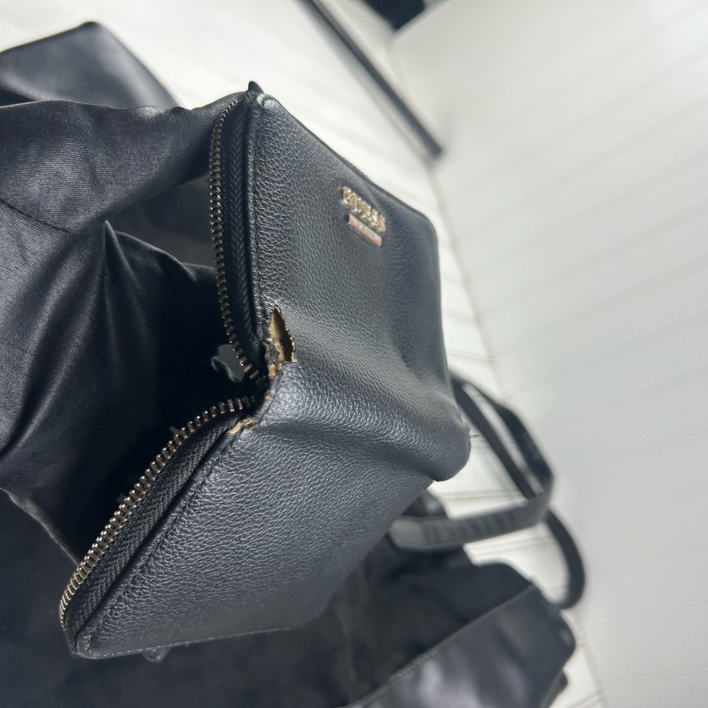 GUESS Y2K Black Suede Large Tote Bag Purse Bundle Wallet Sunglasses Case 3Pc - Picture 11 of 13